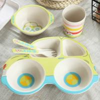 Bamboe Fiber cartoon diner plaat voor kinderen (groen)
