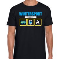 Apres ski t-shirt to do list skieen zwart heren - Wintersport shirt - Foute apres ski outfit - thumbnail