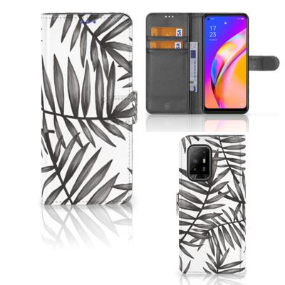 OPPO Reno5 Z | A94 5G Hoesje Leaves Grey OPPO Reno5 Z | A94 5G Hoesje Leaves Grey