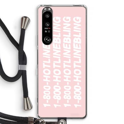 Hotline bling pink: Sony Xperia 1 III Transparant Hoesje met koord