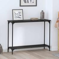 Wandtafel met plank Zwart eiken 101 x 30.5 x 75 cm Bewerkt hout