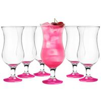 Cocktail glazen - 6x - 420 ml - roze - glas - pina colada glazen
