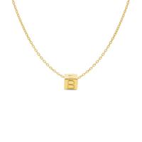 Minimalistische letter ketting cube - 14K GOUD - Goud - B