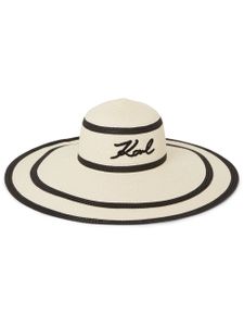 Karl Lagerfeld chapeau Signature à rayures - Blanc