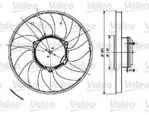 Koelventilatorwiel VALEO, Diameter (mm)320mm, Spanning (Volt)12V, u.a. für VW, Mercedes-Benz