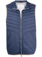 Brunello Cucinelli gilet matelassé à fermeture zippée - Bleu - thumbnail