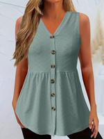 V Neck Casual Plain Tank Top - thumbnail