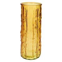 Bloemenvaas - geel/goud- transparant glas - D10 x H25 cm