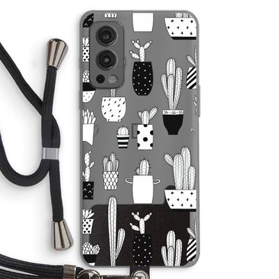 Cactusmotief: OnePlus Nord 2 5G Transparant Hoesje met koord