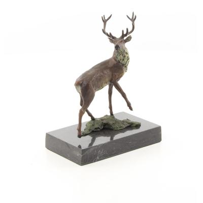 A BRONZE SCULPTURE OF A RED DEER