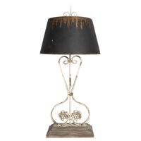 HAES DECO - Tafellamp - Shabby Chic - Vintage / Retro Lamp, 48x48x105 cm - Bruin/Wit - Bureaulamp, Nachtlamp, Sfeerlamp - thumbnail