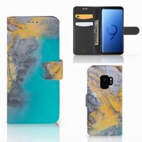 Samsung Galaxy S9 | Bookcase | Marble Blue Gold Samsung Galaxy S9 | Bookcase | Marble Blue Gold