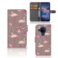 Nokia 5.4 | Telefoonhoesje | Met pasjeshouder | Flamingo