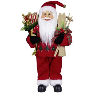 Kerstman pop Martin - H45 cm - rood - staand - kerst beeld -decoratie figuur