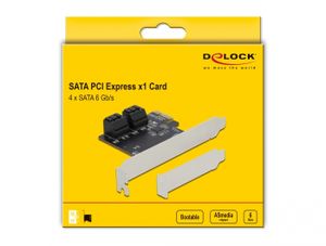 Delock 90010 4-poorts SATA PCI Express x1-kaart - Low Profile-vormfactor