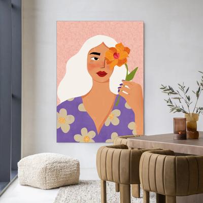 Urban Cotton Wandkleed 'Flower Girly' 80 x 110cm in Frame - black