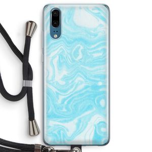 Waterverf blauw: Huawei P20 Transparant Hoesje met koord