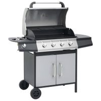 Gasbarbecue 4+1 kookzone zwart en zilverkleurig - thumbnail
