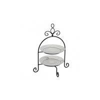 Serveerstandaard - Etagere - 2laags - glas met metaal - 28 x 22 cm