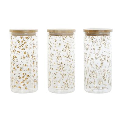 Tin DKD Home Decor Groen Roze Mosterd Natuurlijk Siliconen Bamboe Borosilicaatglas Shabby Chic 1,4 L (4 Stuks)