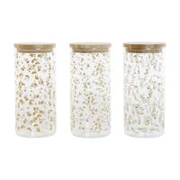 Tin DKD Home Decor Groen Roze Mosterd Natuurlijk Siliconen Bamboe Borosilicaatglas Shabby Chic 1,4 L (4 Stuks)