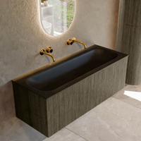 Badmeubel Mondiaz Kurve | 120 cm cm | Meubelkleur Shadow | Wastafelkleur Urban | Solid surface | Wasbak midden spoelbak | Zonder kraangat(en)