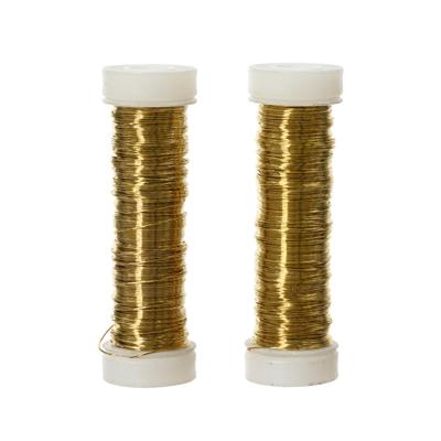 Binddraad/wikkeldraad - 2x rolletjes - goud - 30 m x 0,3 mm - hobbydraad/bloemendraad