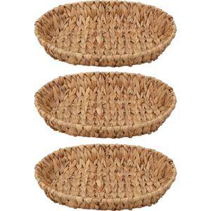 Broodmand - 3x - gevlochten riet - naturel - 35 x 28 x 6 cm