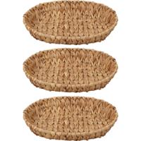 Broodmand - 3x - gevlochten riet - naturel - 35 x 28 x 6 cm