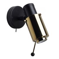 DCW Editions Biny Spot Led Wandlamp - Zwart/goud - met stokje - met schakelaar - thumbnail