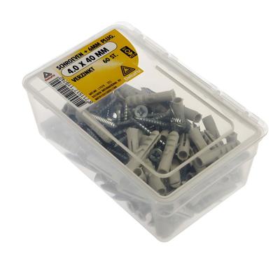 Schroef 6mm plug 4.0x40mm verz 60st - Deltafix