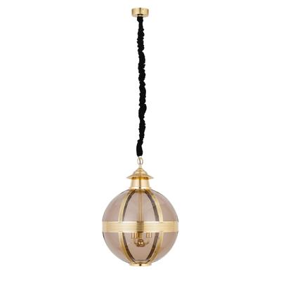 Mikk Messing Antiek Glazen Hanglamp Rnd M