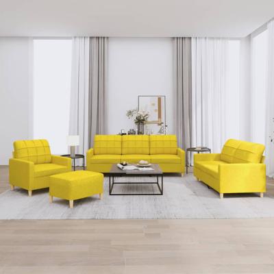 4-delige Loungeset met kussens stof lichtgeel