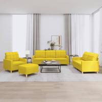 4-delige Loungeset met kussens stof lichtgeel
