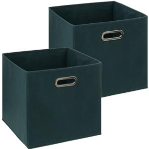 Opbergmand/kastmandje - 2x - Smaragd groen - 31 x 31 x 31 cm - 29 liter - Vakkenkast manden - Stof