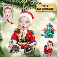 kerstversiering 2d acryl gepersonaliseerde fotocadeaus hangende hanger kerstdecoratie aangepaste schattige babyauto Lightinthebox