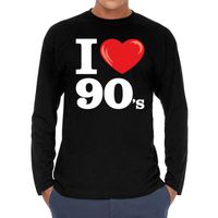 I love 90s / nineties long sleeve t-shirt zwart heren - thumbnail