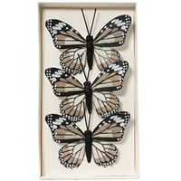 Decoratie vlinders op draad - 3x - bruin tinten - 8 x 6 cm Decoratie vlinders op draad - 3x - bruin tinten - 8 x 6 cm