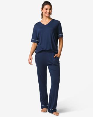 HEMA Dames pyjamabroek viscose donkerblauw (donkerblauw)