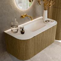 Badmeubel Mondiaz Kurve | 100 cm cm | Meubelkleur Dusk | Wastafelkleur Talc | Solid surface | Wasbak midden spoelbak | Zonder kraangat(en)