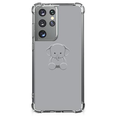 Samsung Galaxy S21 Ultra Stevig | Bumper Hoesje | Grijs Baby Olifant Samsung Galaxy S21 Ultra Stevig | Bumper Hoesje | Grijs Baby Olifant