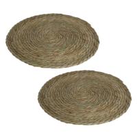 Pannenonderzetter - Set van 4x stuks - zeegras - rond - Dia 36 cm - naturel - extra groot - stevig
