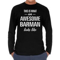 Awesome / geweldige barman cadeau t-shirt long sleeves heren - thumbnail