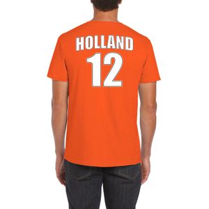 Oranje supporter t-shirt met rugnummer 12 - Holland / Nederland fan shirt voor heren