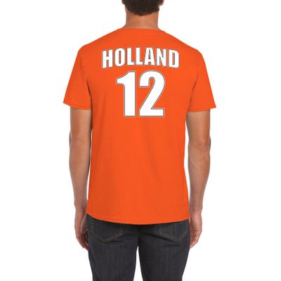 Oranje supporter t-shirt met rugnummer 12 - Holland / Nederland fan shirt voor heren