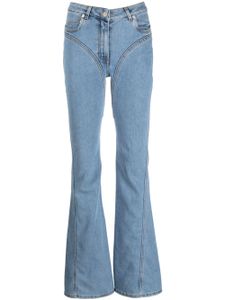 Mugler jean évasé à détails de coutures - Bleu