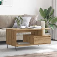 Salontafel 90x49x45 cm bewerkt hout artisanaal eikenkleurig - thumbnail