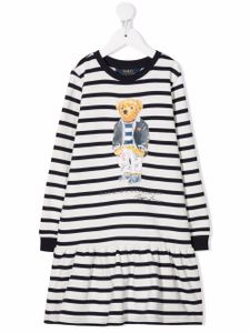 POLO RALPH LAUREN KIDS robe Polo Bear à rayures - Blanc