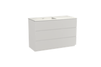 Storke Edge staand badmeubel 120 x 52 cm mat wit met Mata asymmetrisch linkse wastafel in solid surface