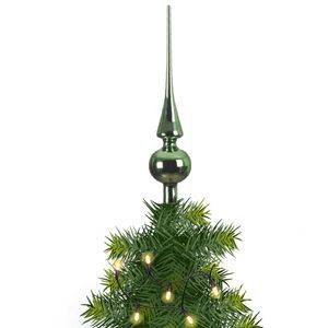 Kerstboom glazen piek kerst groen glans 26 cm